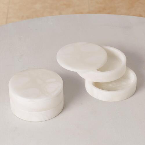 Alabaster Swivel Box-White