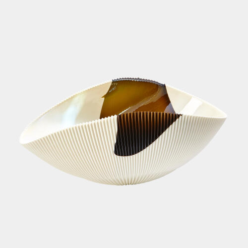 Pleated Bowl-Bronze Stripe