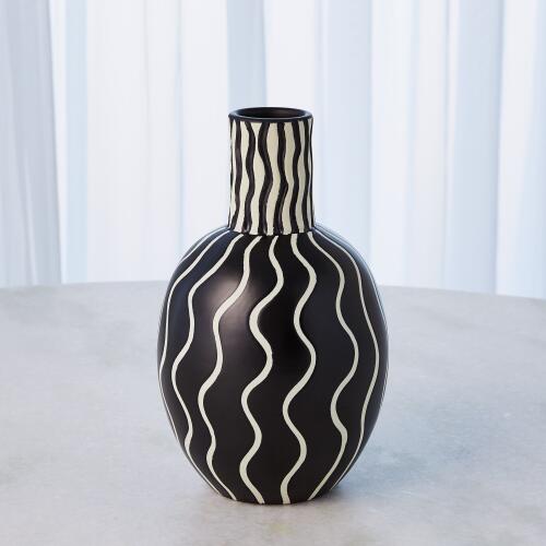 Graphic Gourd Vase-Black/White