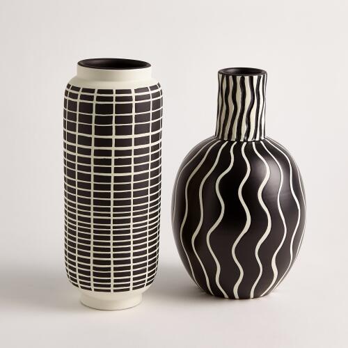Graphic Gourd Vase-Black/White