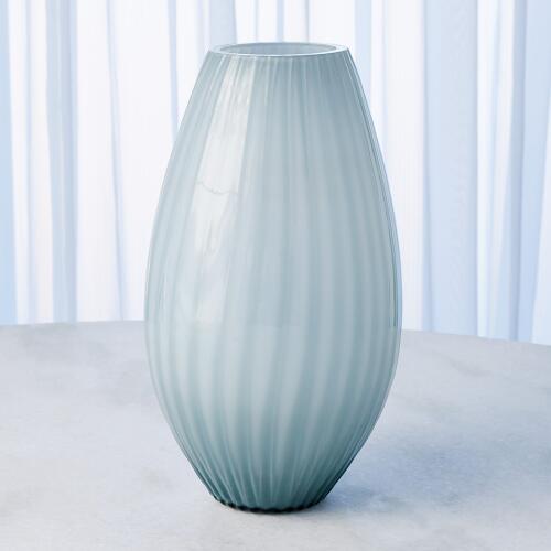 Cased Glass Stripe Vase-Blue