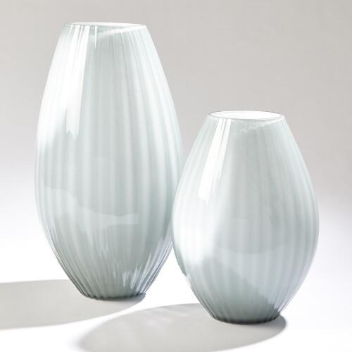 Cased Glass Stripe Vase-Blue