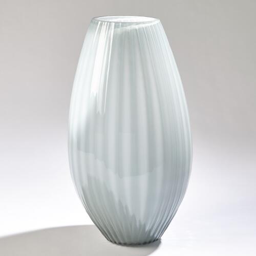 Cased Glass Stripe Vase-Blue