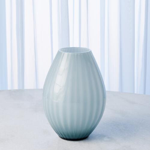 Cased Glass Stripe Vase-Blue