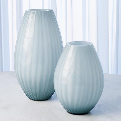 Cased Glass Stripe Vase-Blue