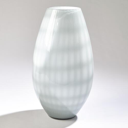 Cased Glass Grid Vase-Blue