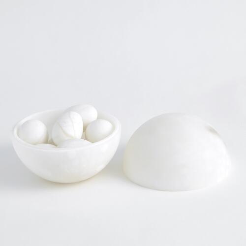 Alabaster Sphere Box-White