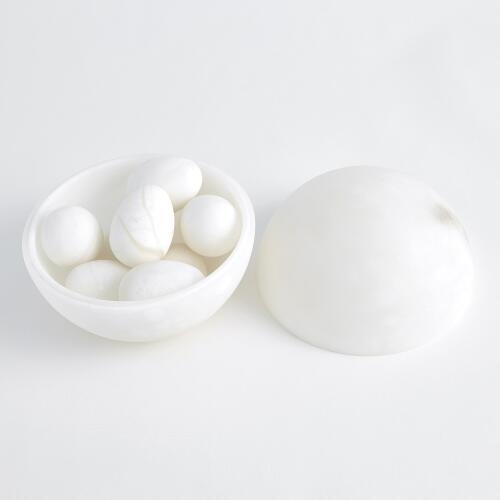 Alabaster Sphere Box-White