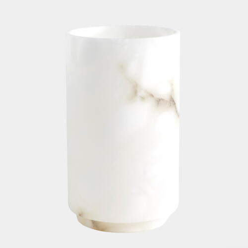 alabaster cylinder vase-white