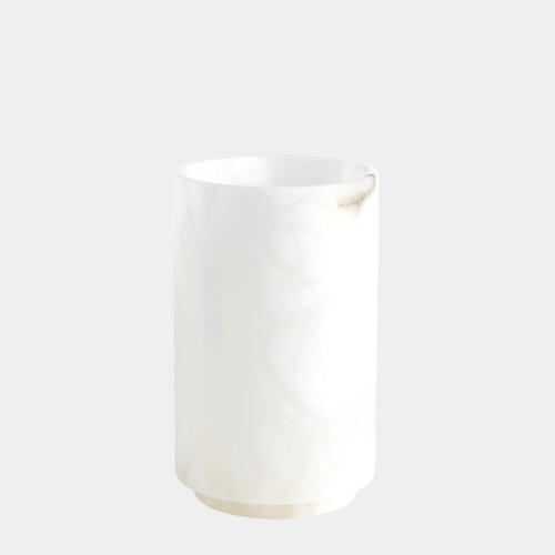 Vena Cylinder Vase-Alabaster-White