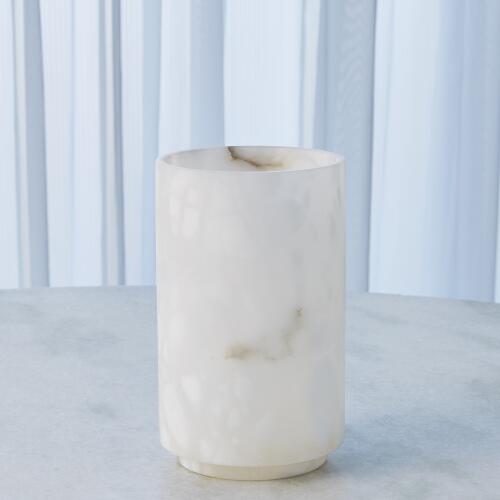 Alabaster Cylinder Vase-White