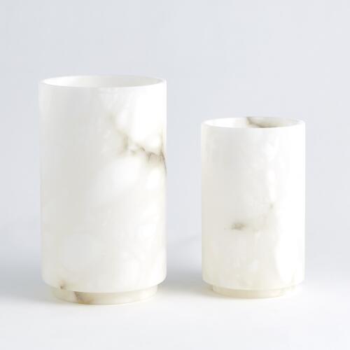 alabaster cylinder vase-white