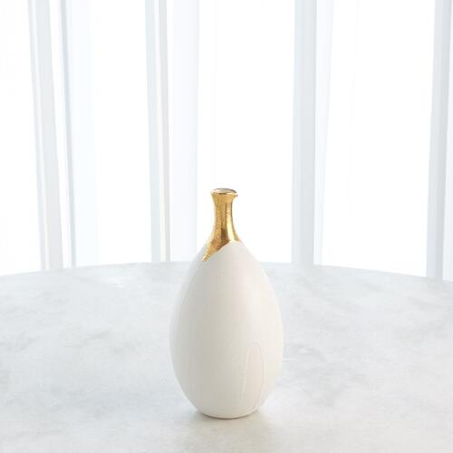 Dipped Golden Crackle/White Slender Vase