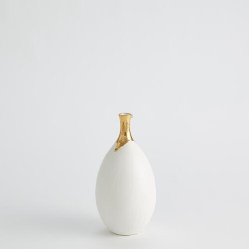 Dipped Golden Crackle/White Slender Vase
