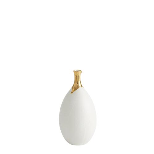 Dipped Golden Crackle/White Slender Vase