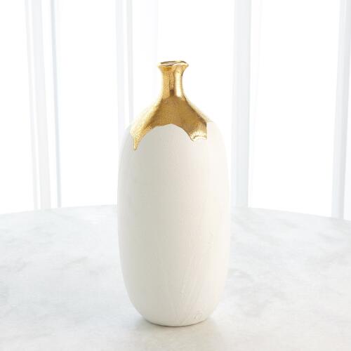 Dipped Golden Crackle/White Vase