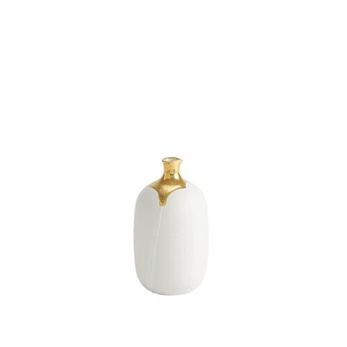 Dipped Golden Crackle/White Vase