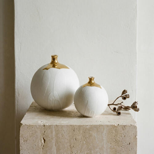 Tipton Golden Crackle/White Sphere Vase