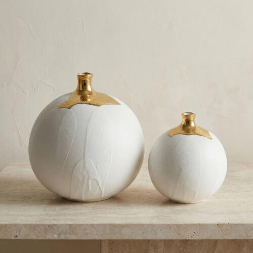 Tipton Golden Crackle/White Sphere Vase