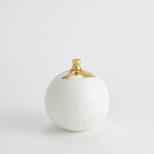 Dipped Golden Crackle/White Sphere Vase
