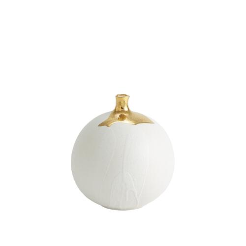 Dipped Golden Crackle/White Sphere Vase