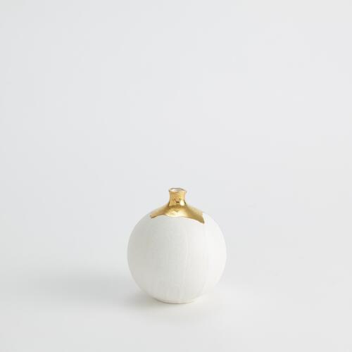 Dipped Golden Crackle/White Sphere Vase