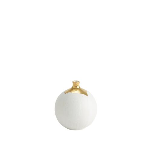 Dipped Golden Crackle/White Sphere Vase
