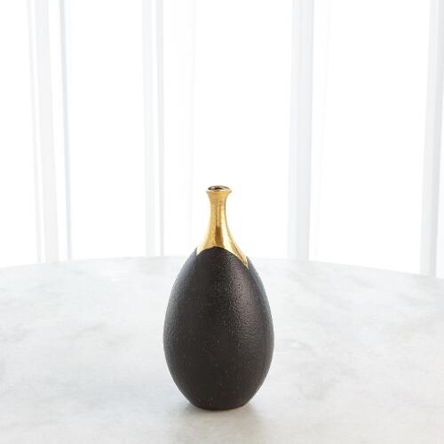 Dipped Golden Crackle/Black Slender Vase