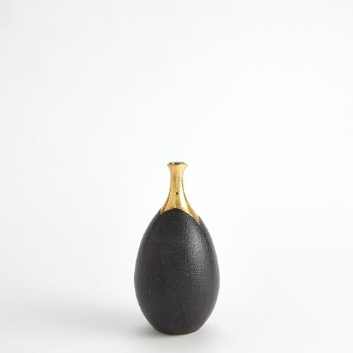 Dipped Golden Crackle/Black Slender Vase
