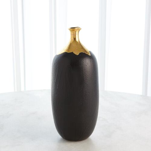 Dipped Golden Crackle/Black Vase
