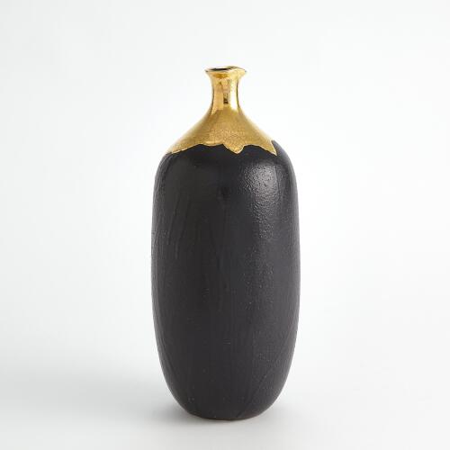 Dipped Golden Crackle/Black Vase