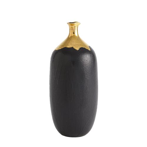 Dipped Golden Crackle/Black Vase