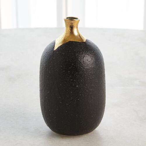 Dipped Golden Crackle/Black Vase