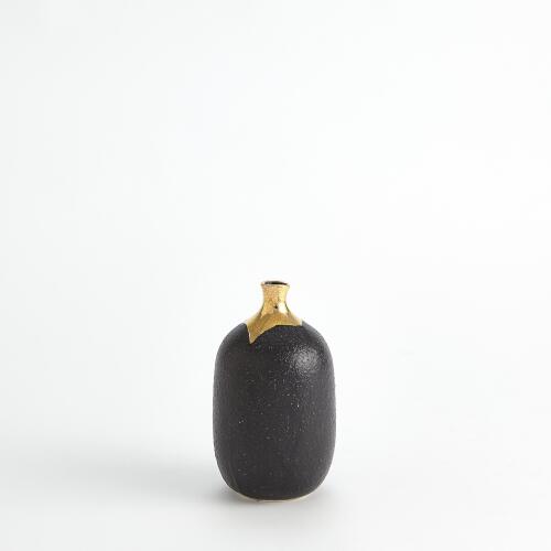 Dipped Golden Crackle/Black Vase