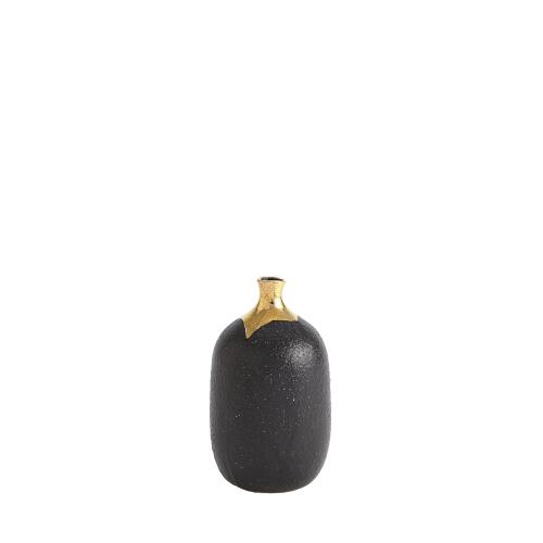 Dipped Golden Crackle/Black Vase