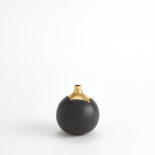 Dipped Golden Crackle/Black Sphere Vase