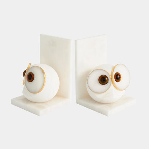 Allocco Big Eye Bookends-Alabaster