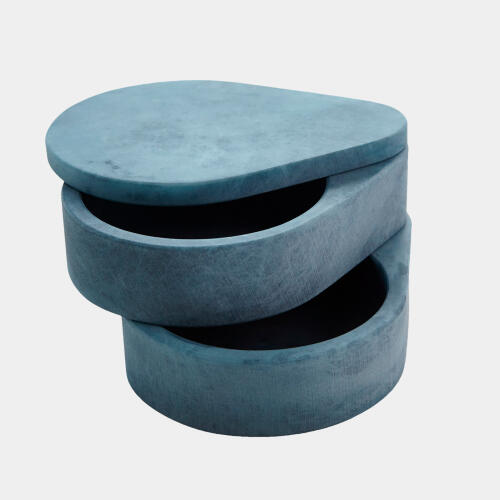 Alabaster Teardrop Double Box-Swivel-Blue