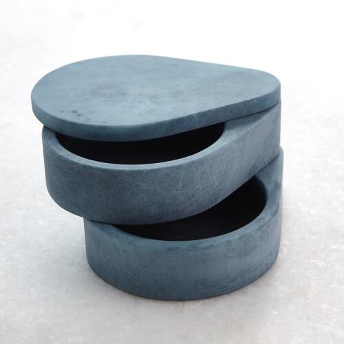 Alabaster Teardrop Double Box-Swivel-Blue
