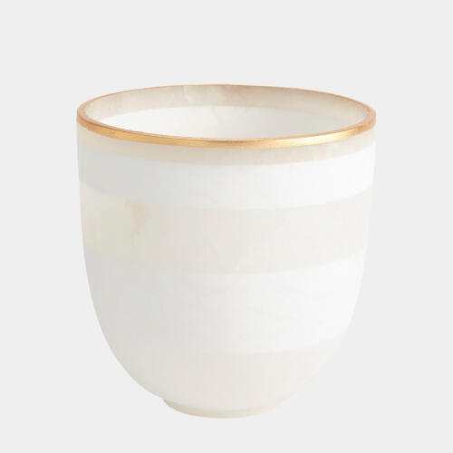 Atlas Striped Alabaster Bowl-White/Gold