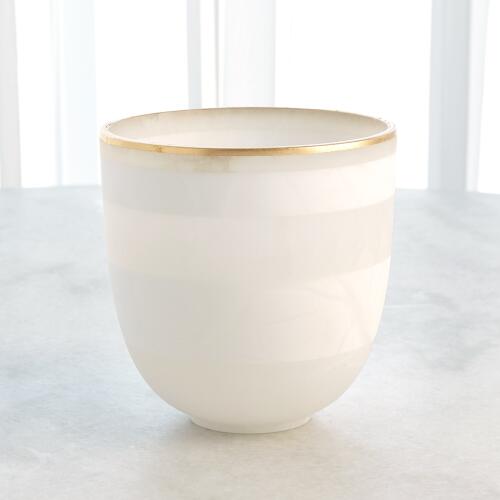 Striped Alabaster Bowl-White/Gold