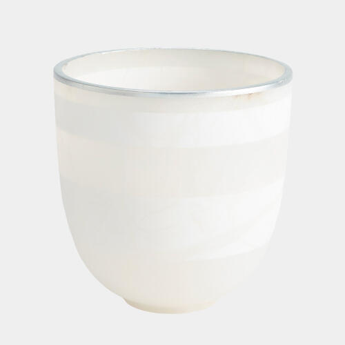 Atlas Striped Alabaster Bowl-White/Silver
