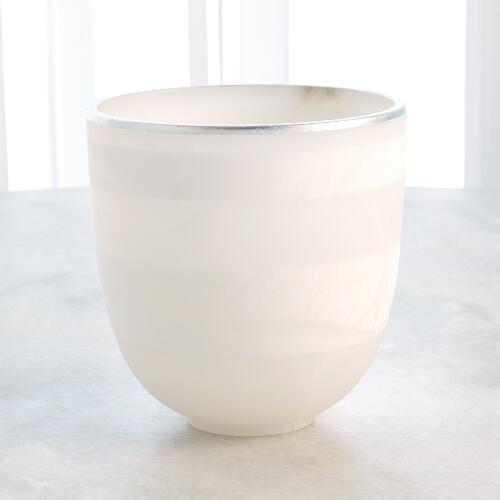 Striped Alabaster Bowl-White/Silver