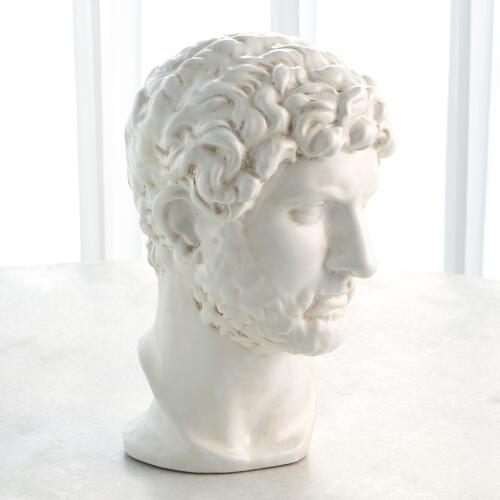 Hadrian Bust-White Glaze