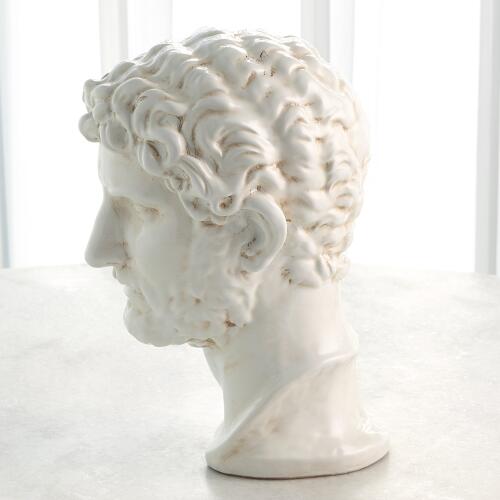 Hadrian Bust-White Glaze