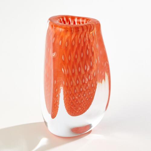 Triangular Bubbled Vase-Orange