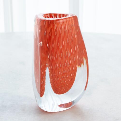 Triangular Bubbled Vase-Orange