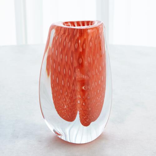 Triangular Bubbled Vase-Orange