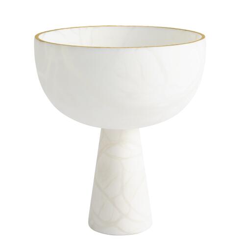 Footed Alabaster Bowl w/Gold