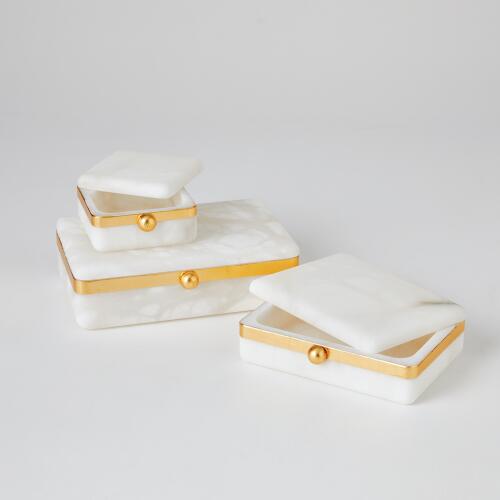 Gold Band Swivel Alabaster Box